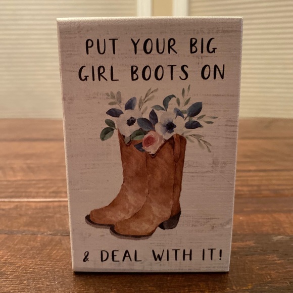 Put Your Big Girl Boots On & Deal With It Wood Tier Tray Sign CowGirl Boots Sign - Picture 10 of 15